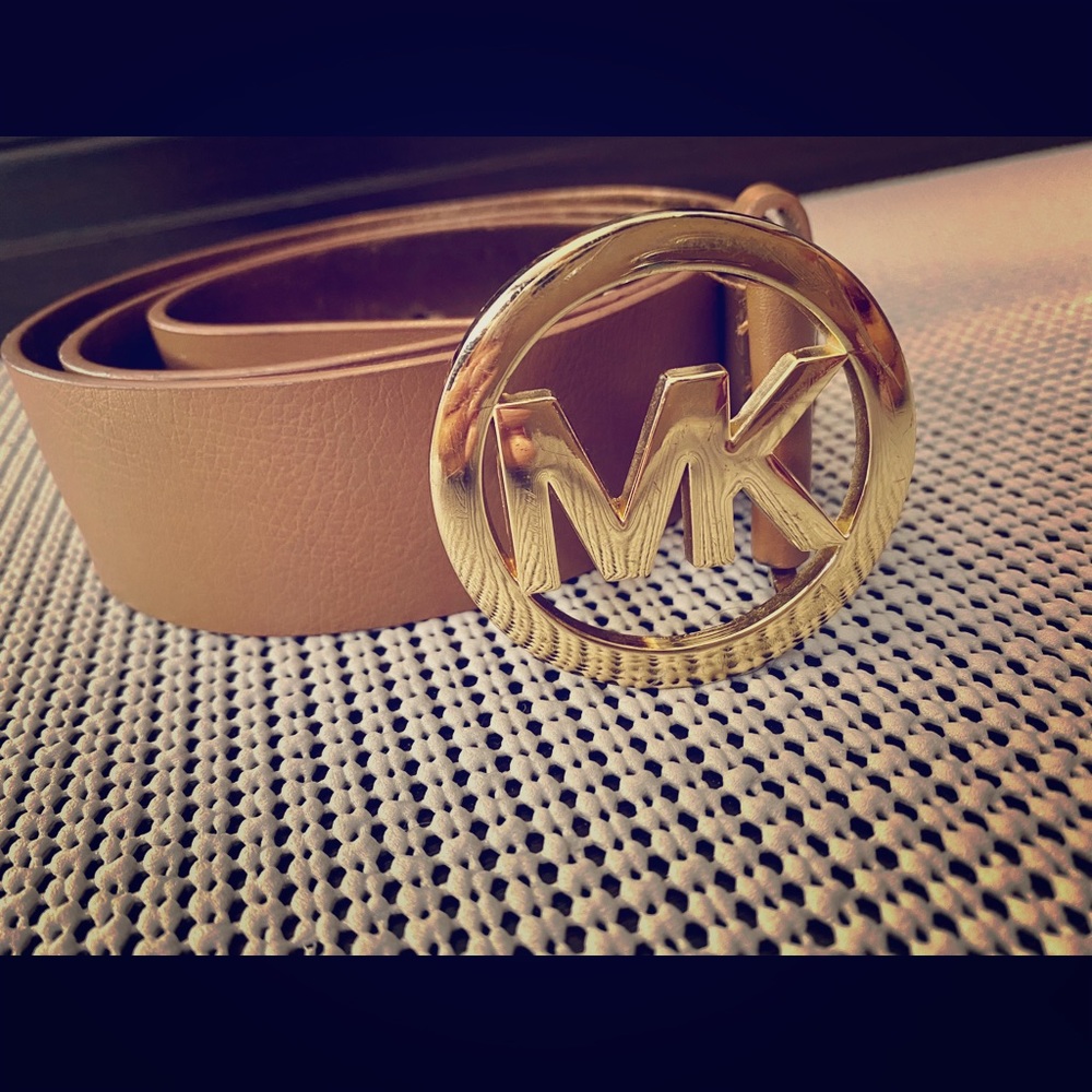 MK Signature Monogram Logo Gold Buckle Belt🤎✨